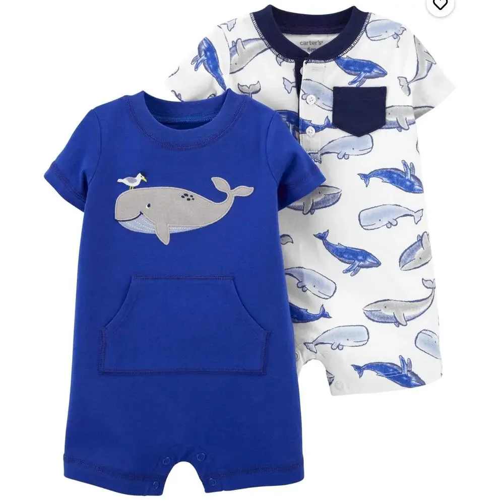Carter's Baby Blue Whale 2 piece Bodysuit Set 6M